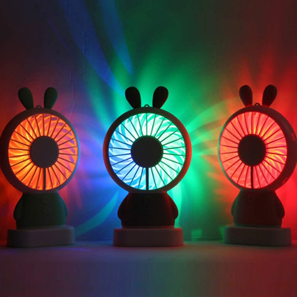 7633 Mini Portable Fan USB Rechargeable Handheld Rabbit Style Color Changing LED Light Pocket Desk Light Fan DeoDap 7633 Mini Portable Fan USB Rechargeable Handheld Rabbit Style Color Changing LED Light Pocket Desk Light Fan DeoDap